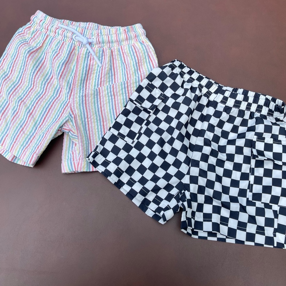 Primark Kids Multicolor Striped and Black Checkered Shorts